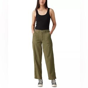 Levi’s green khaki utility cargo 30 wide leg crop minimalist y2k pant skater